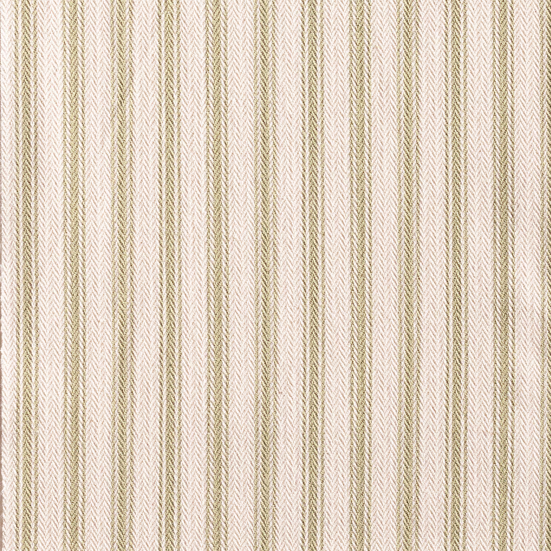 Pale sage and ivory ticking with fine vertical herringbone texture