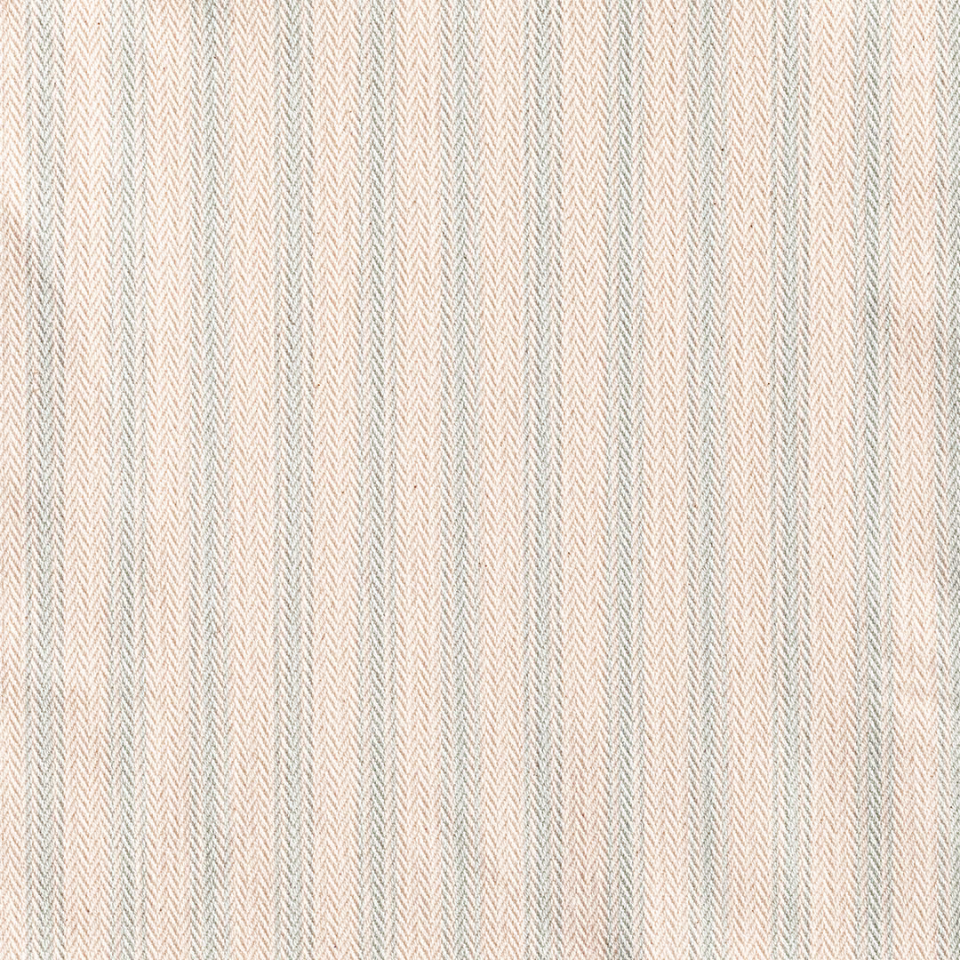 Pale sea-spray and cream herringbone ticking weave with fine vertical texture