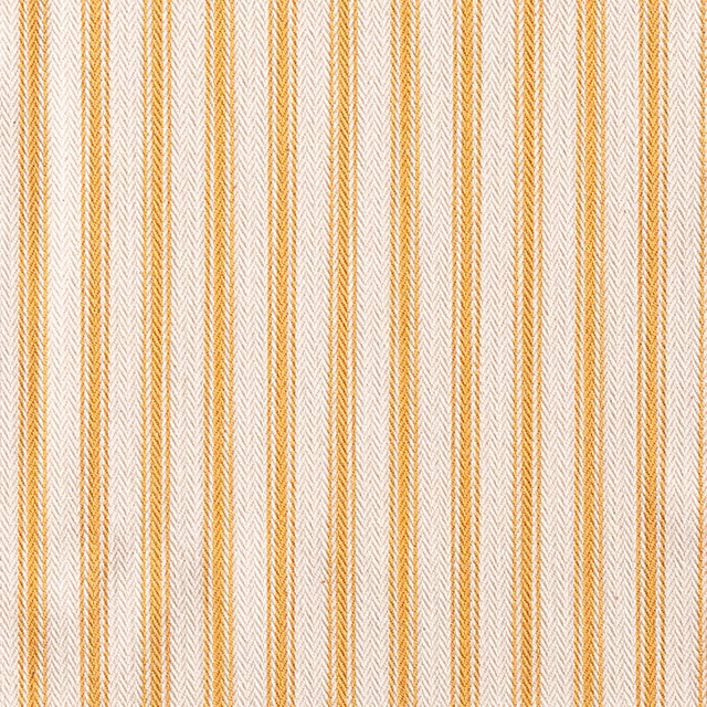 Warm turmeric and ivory vertical ticking with fine herringbone woven texture