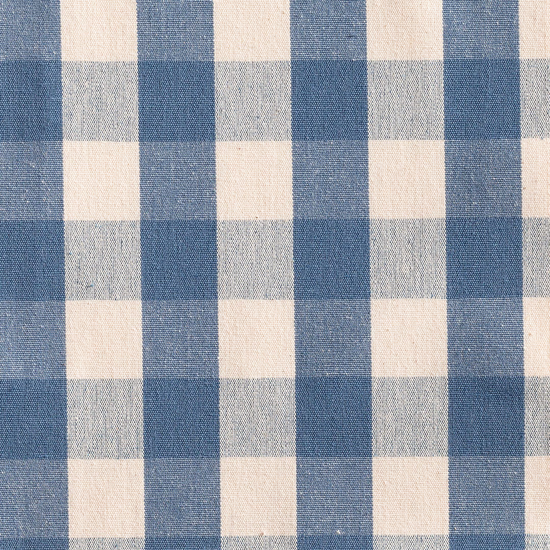 Dusty blue, pale blue-grey and ivory woven check with tactile yarn texture