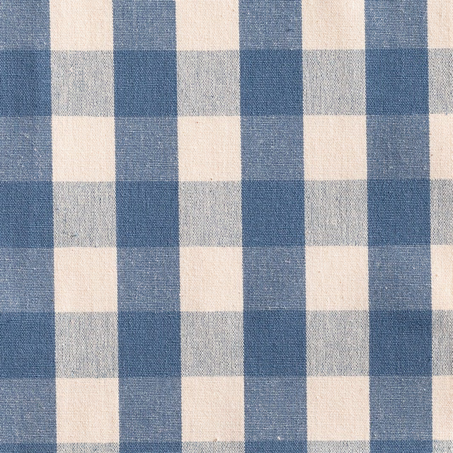 Dusty blue, pale blue-grey and ivory woven check with tactile yarn texture