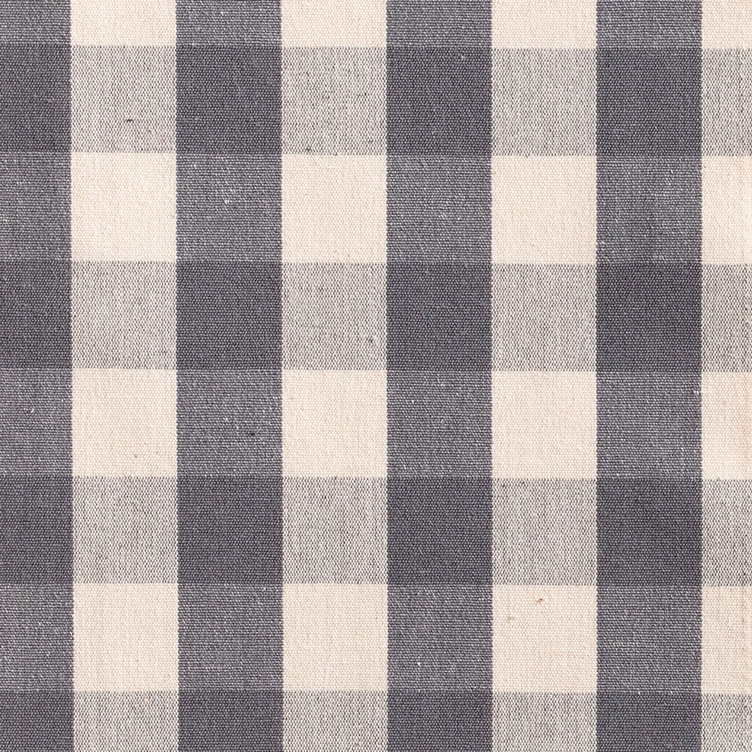Large charcoal, grey and ivory woven check with a softly textured surface