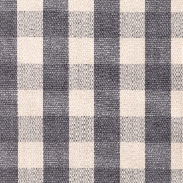 Large charcoal, grey and ivory woven check with a softly textured surface