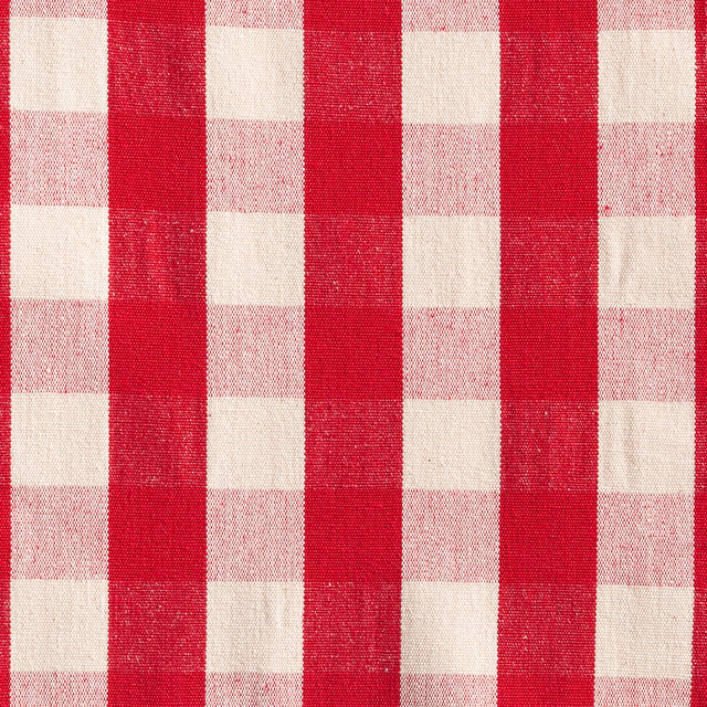 Warm red and ivory oversized check with a visible woven texture