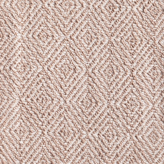 Warm taupe woven textile with cream flecks and broken diamond texture