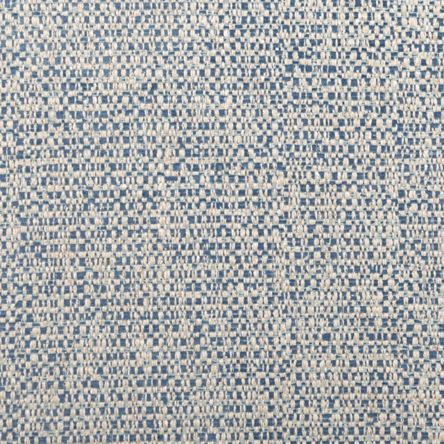 Close-up of muted cornflower blue and cream small-scale textured weave
