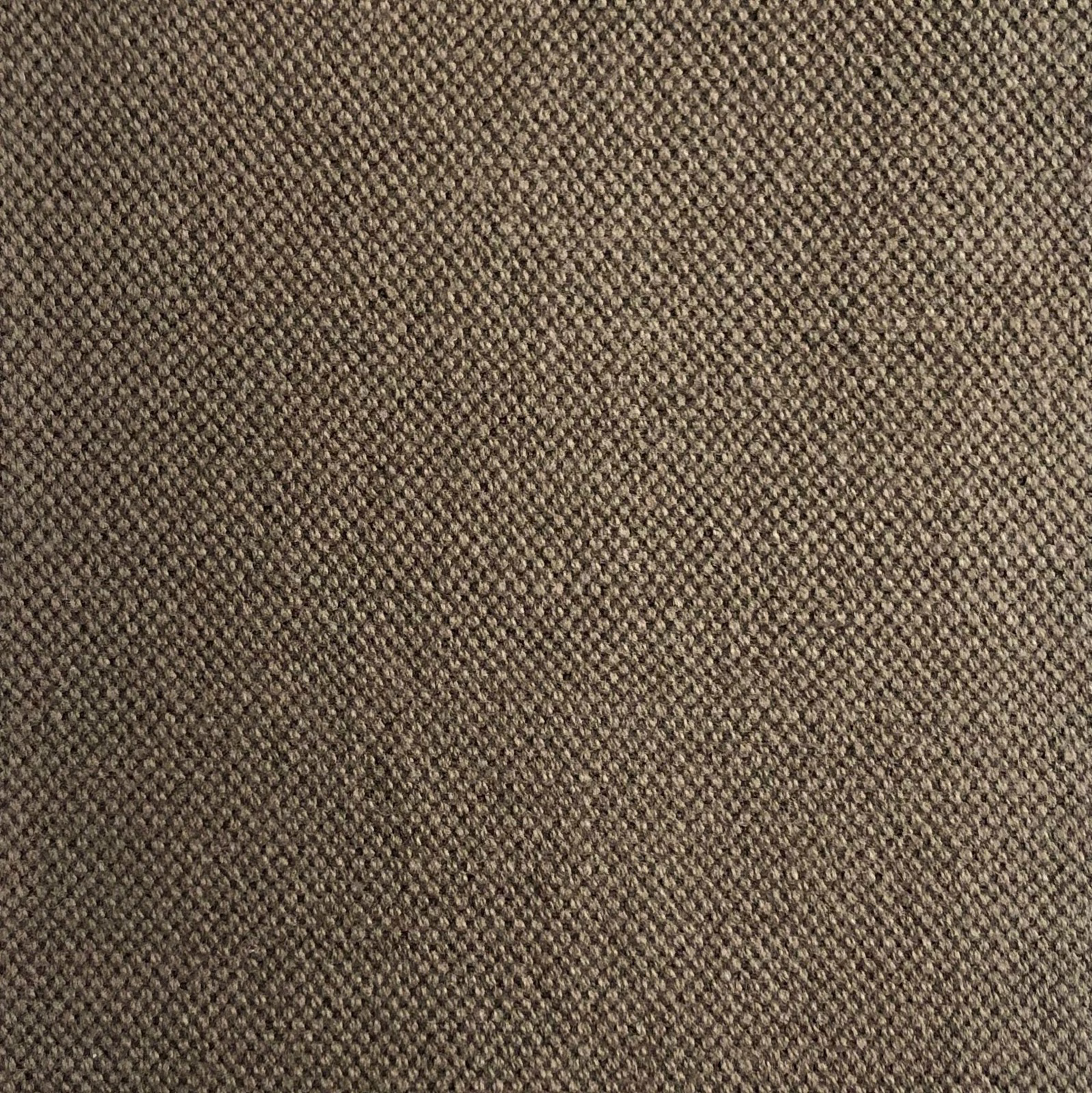 Close-up of warm taupe-brown fabric with a dense, finely textured woven surface