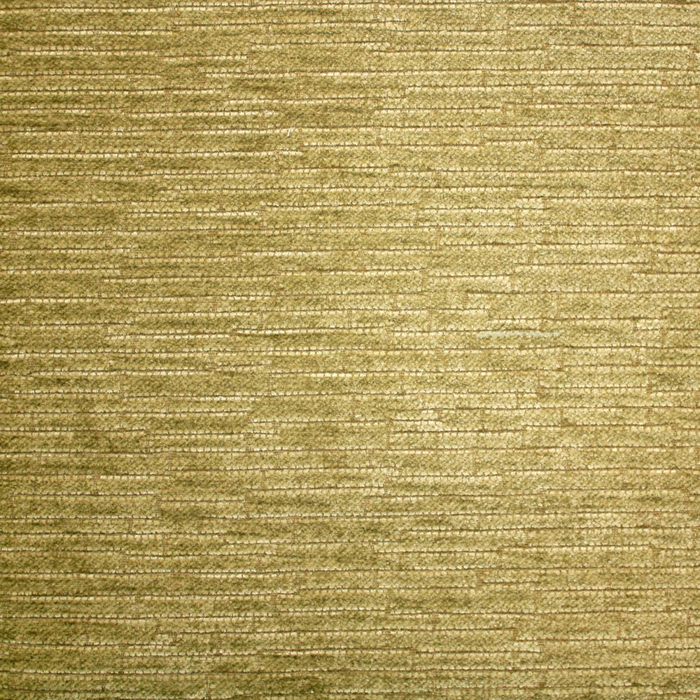 Close-up of muted olive-gold chenille with fine horizontal slub lines and tactile texture