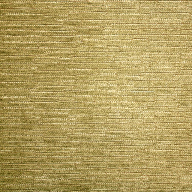Close-up of muted olive-gold chenille with fine horizontal slub lines and tactile texture