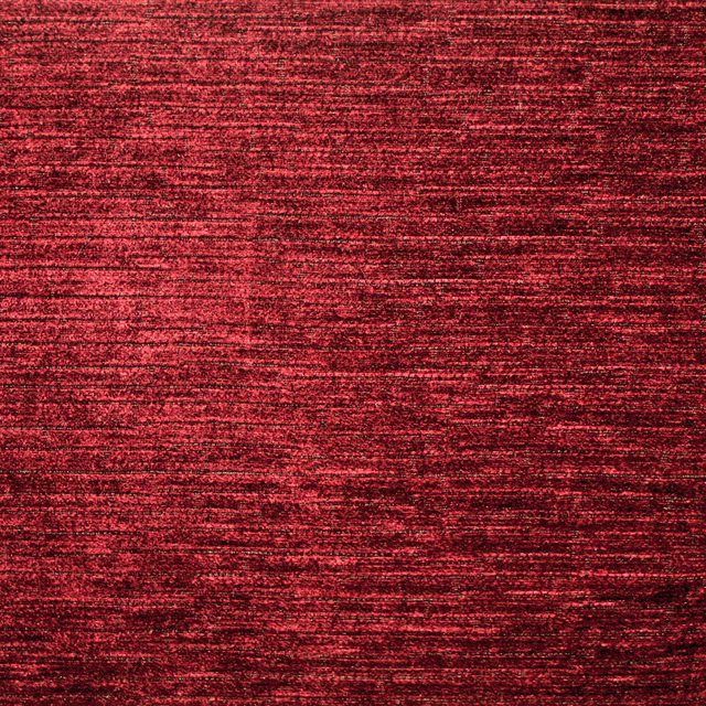 Deep burgundy chenille swatch with dense, irregular horizontal slub texture