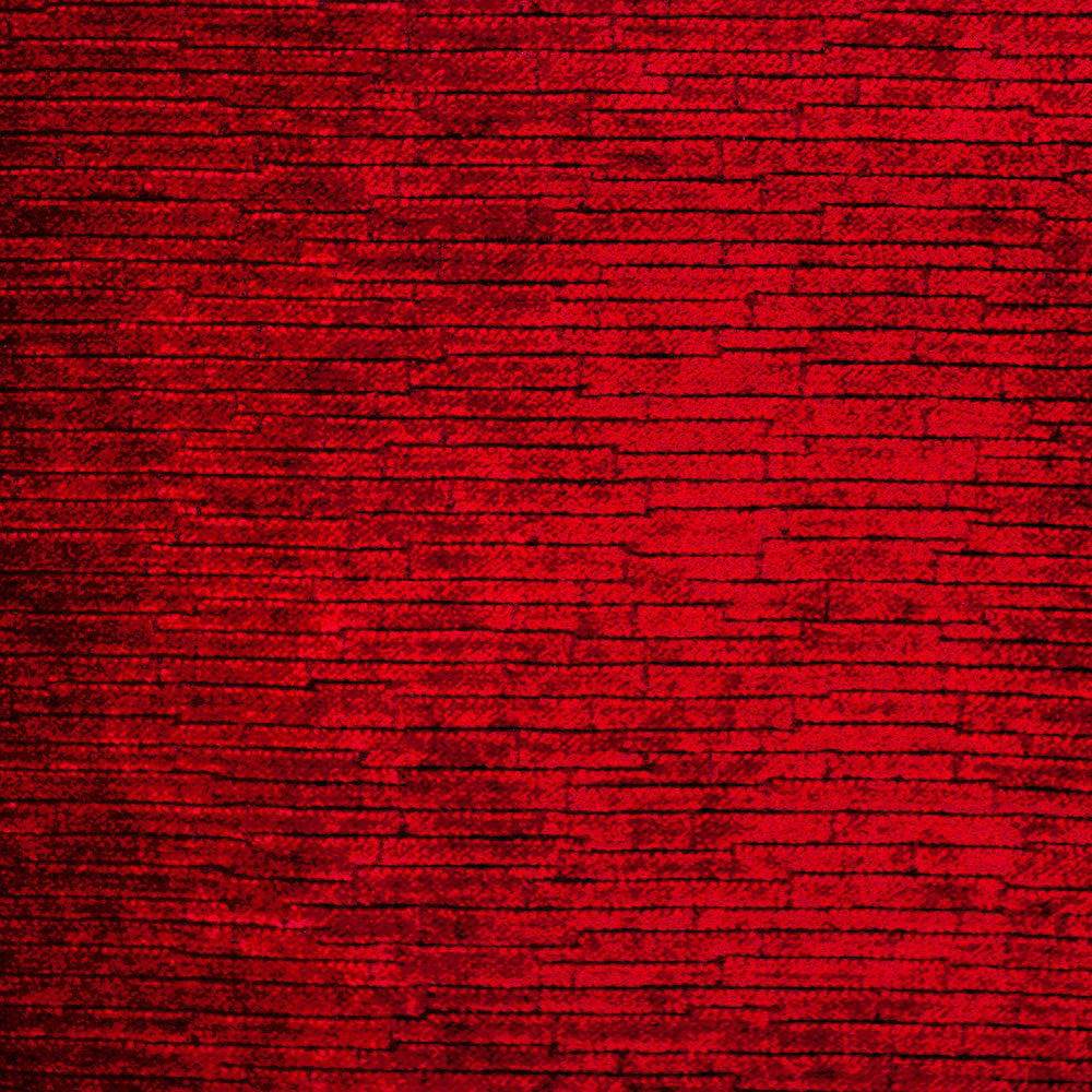 Deep garnet red chenille swatch with irregular horizontal ridges and soft lustrous texture