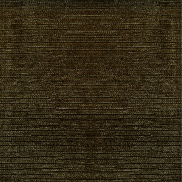 Dark olive-brown chenille with dense, irregular horizontal ribs and charcoal depth