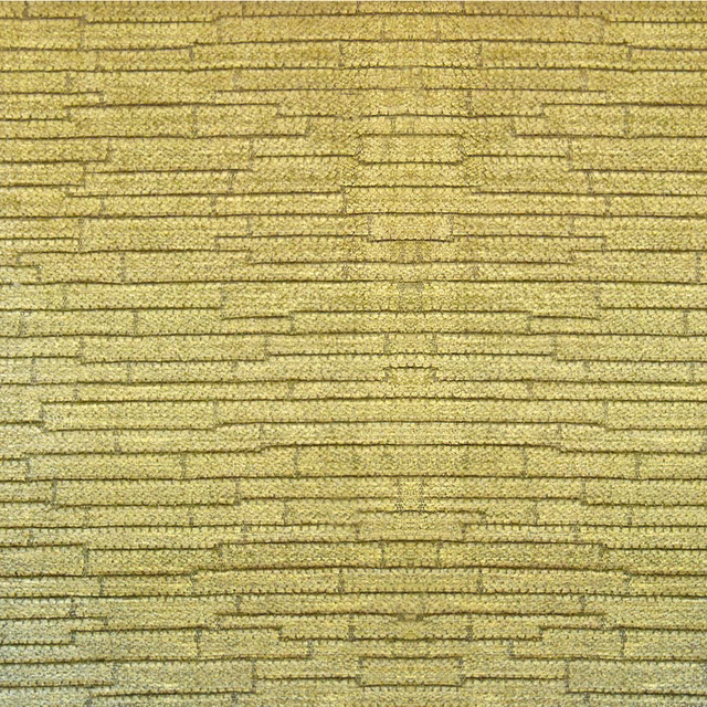 Muted olive-gold chenille with irregular horizontal brick-like woven lines