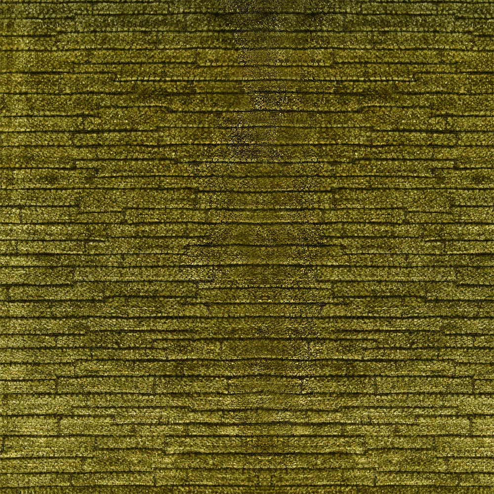 Deep olive chenille with irregular horizontal ridges and softly reflective texture