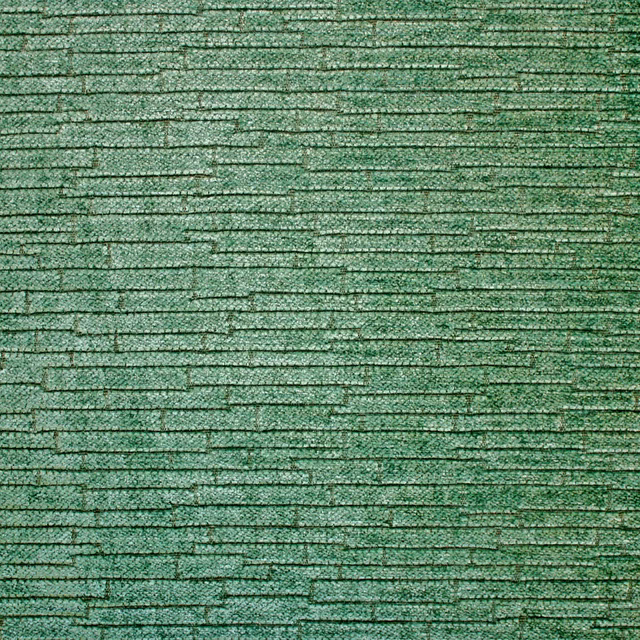 Muted moss-green chenille with broken horizontal lines and a softly nubby surface