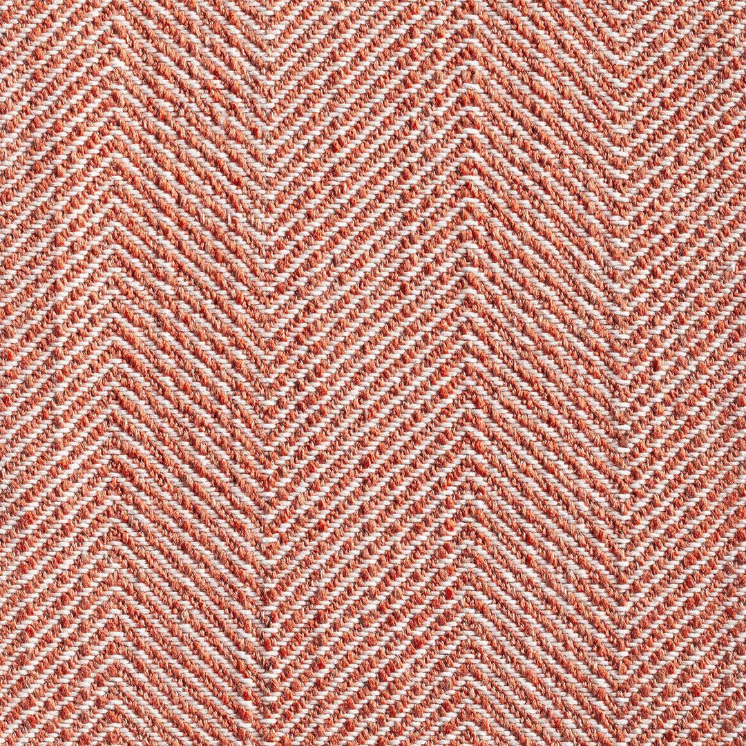 Warm chestnut and ivory chevron weave with tightly textured, directional zigzag lines