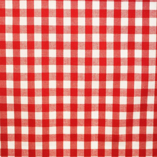 Warm red and white woven check with lightly textured gingham-style squares