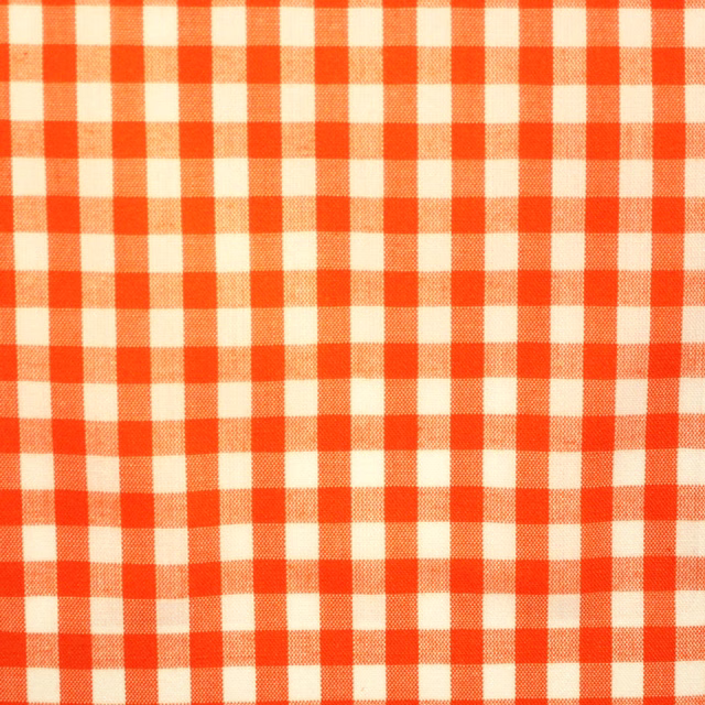 Warm orange-red and cream woven gingham check with subtle textile texture