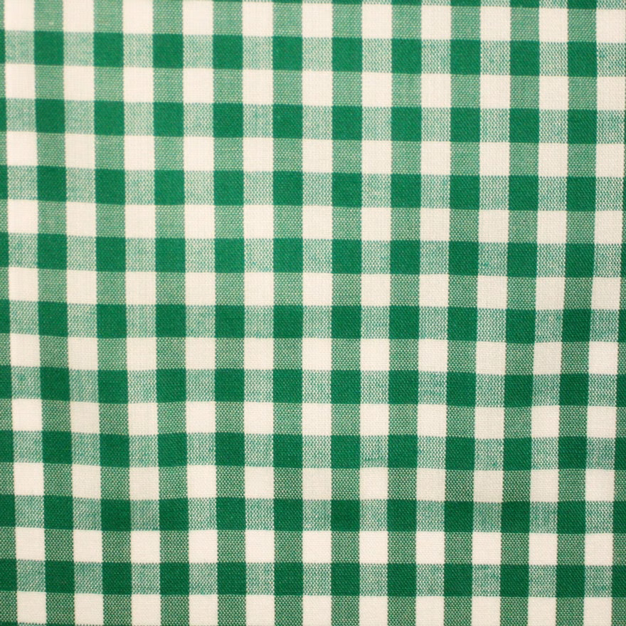 Emerald green and cream medium-scale check with a softly textured woven surface