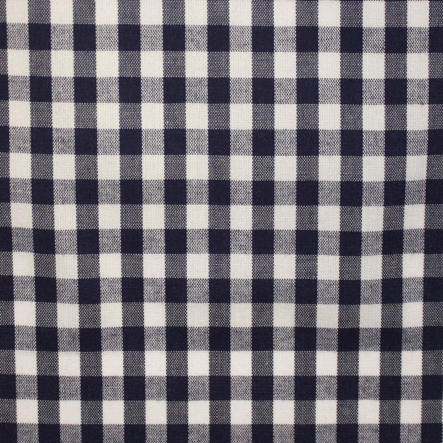Ink navy and ivory woven check with softly textured intersections