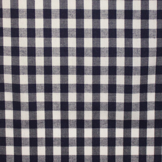 Ink navy and ivory woven check with softly textured intersections