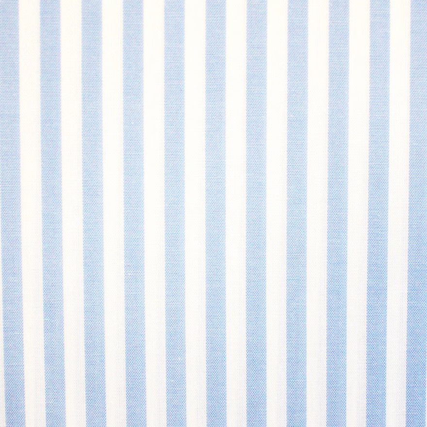 Pale powder-blue and white vertical stripes in a fine woven texture