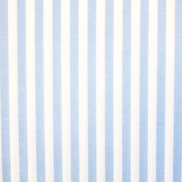 Pale powder-blue and white vertical stripes in a fine woven texture