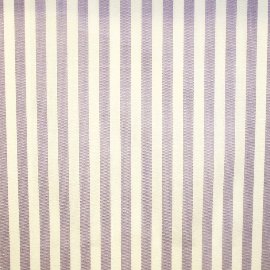 Muted lavender and pale cream vertical stripes in a fine woven textile