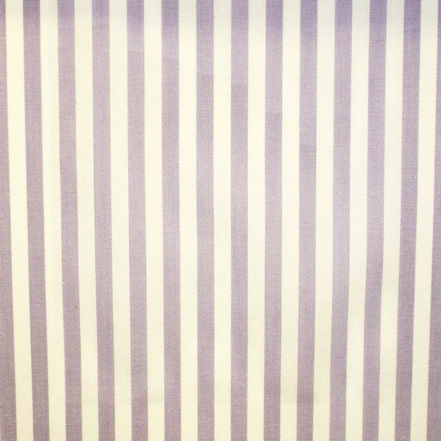 Muted lavender and pale cream vertical stripes in a fine woven textile