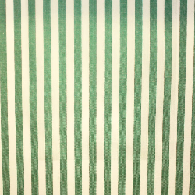 Muted sage-green and cream vertical stripes with a fine woven texture