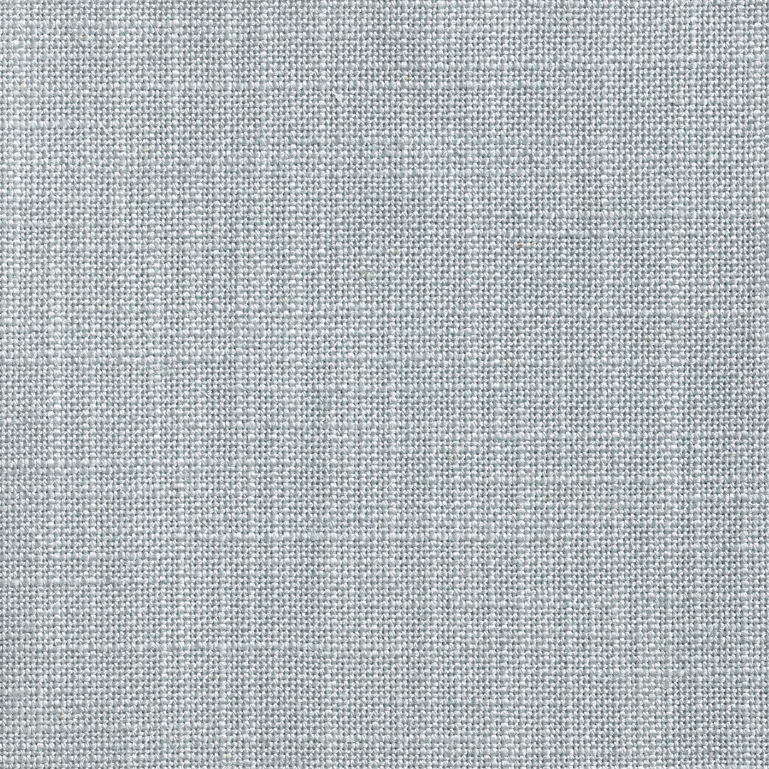 Close-up of pale duck-egg blue fabric with a fine grey cross-weave texture