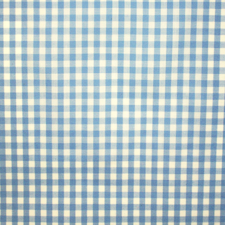 Small pale blue and ivory woven gingham check with softly textured surface