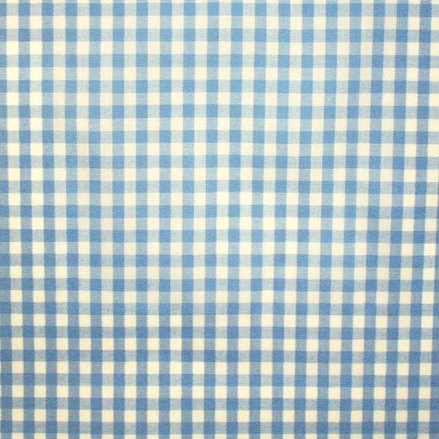Small pale blue and ivory woven gingham check with softly textured surface