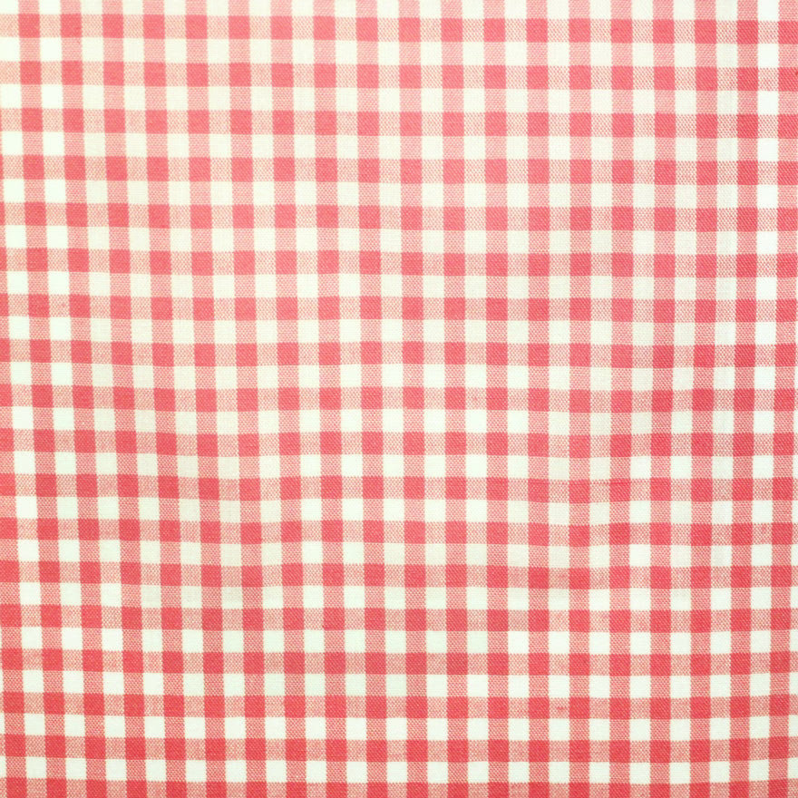 Fine cream and coral-red gingham check with a softly woven surface