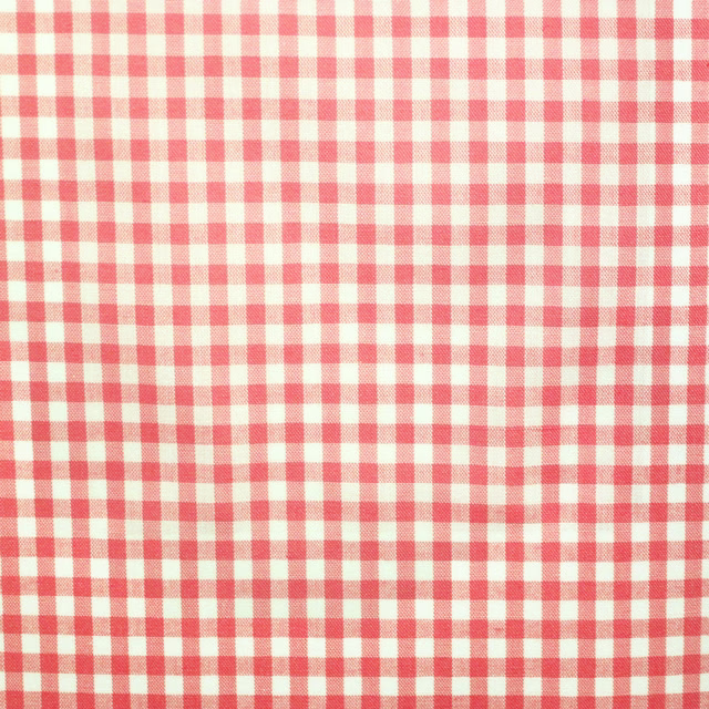 Fine cream and coral-red gingham check with a softly woven surface