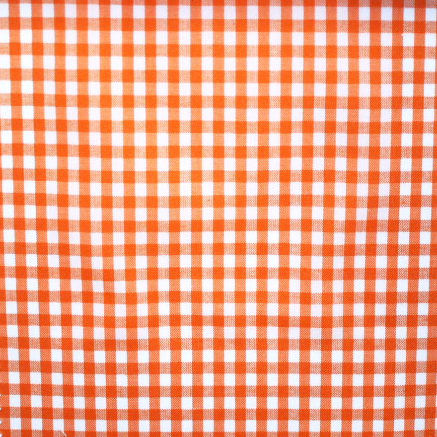 Small terracotta orange and white gingham check with a fine woven surface