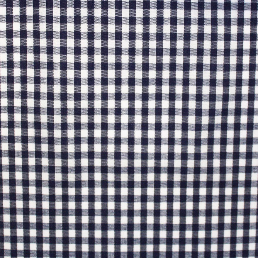 Small ink-navy and white check with a softly textured woven surface