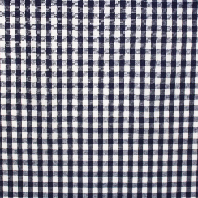 Small ink-navy and white check with a softly textured woven surface