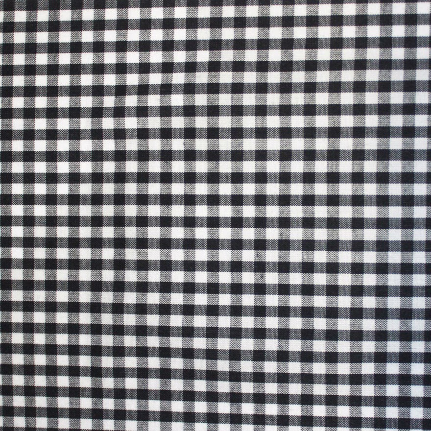 Small black-and-white woven check with softly textured yarn definition