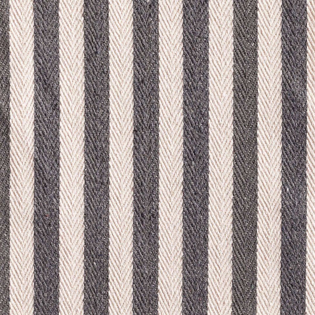 Charcoal grey and ivory vertical stripes with a pronounced herringbone weave