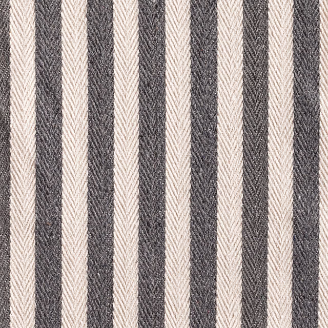 Charcoal grey and ivory vertical stripes with a pronounced herringbone weave