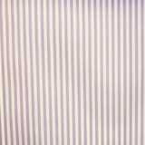 Ivory woven fabric with fine vertical dusty-lilac stripes and subtle texture
