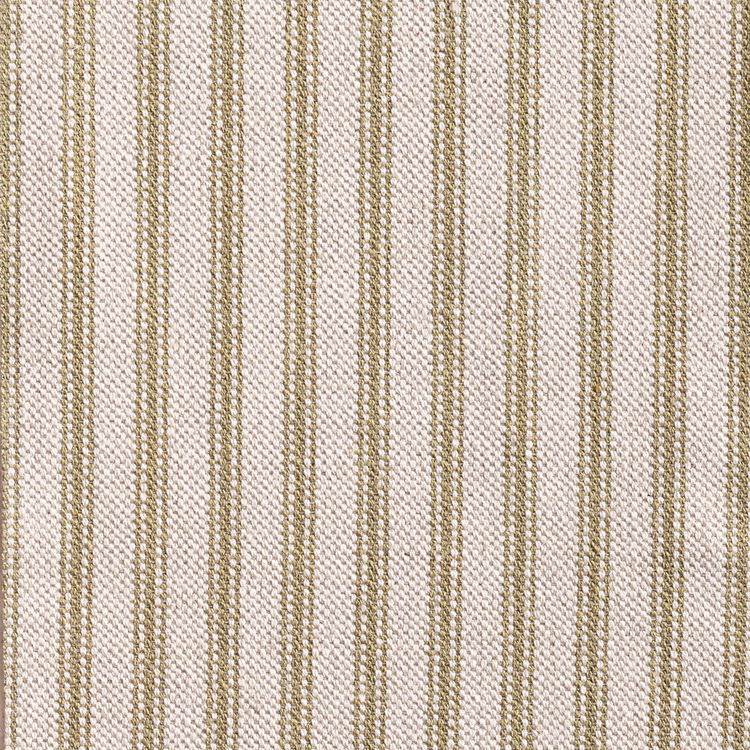 Muted sage and cream ticking stripes in a finely textured woven fabric