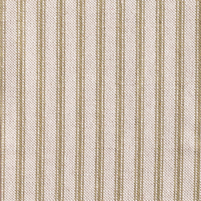 Muted sage and cream ticking stripes in a finely textured woven fabric