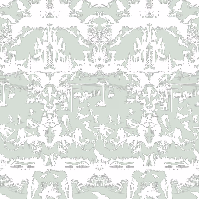Alpine Toile Wallpaper Sage fabric