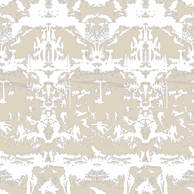 Alpine Toile Wallpaper Taupe fabric