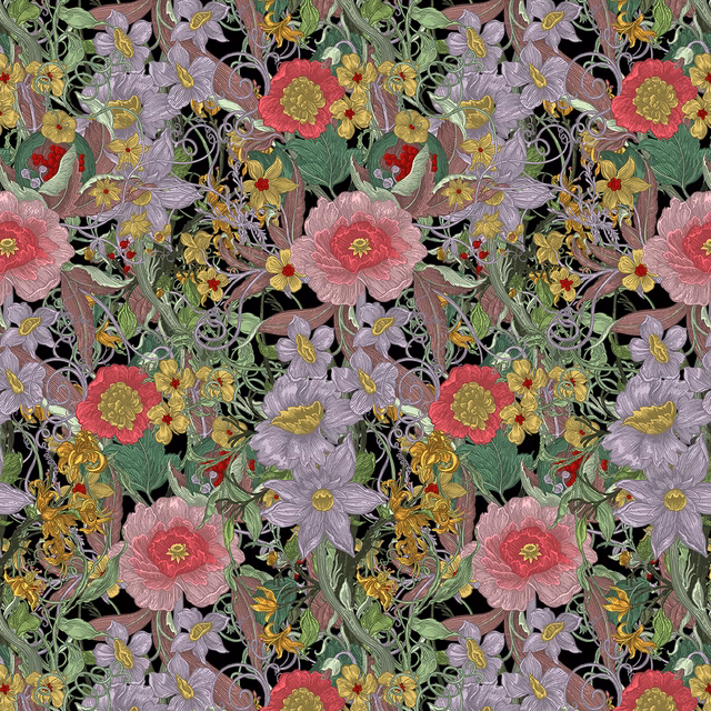 Berkeley Blooms Velvet Fabric Midnight fabric