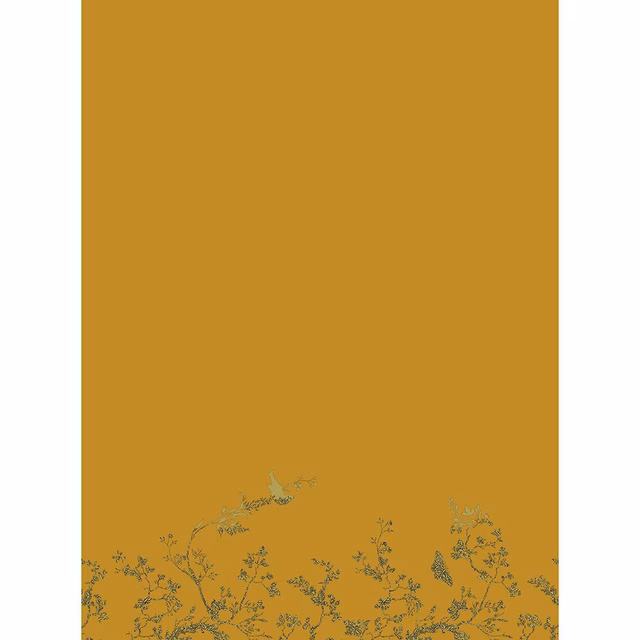 Birdbranch Velvet Panel Fabric Black & Pale Gold on Honey fabric