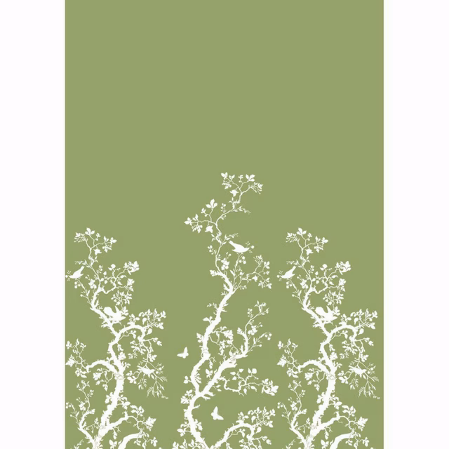 Birdbranch Wallpaper Panels White on Kingsburgh fabric