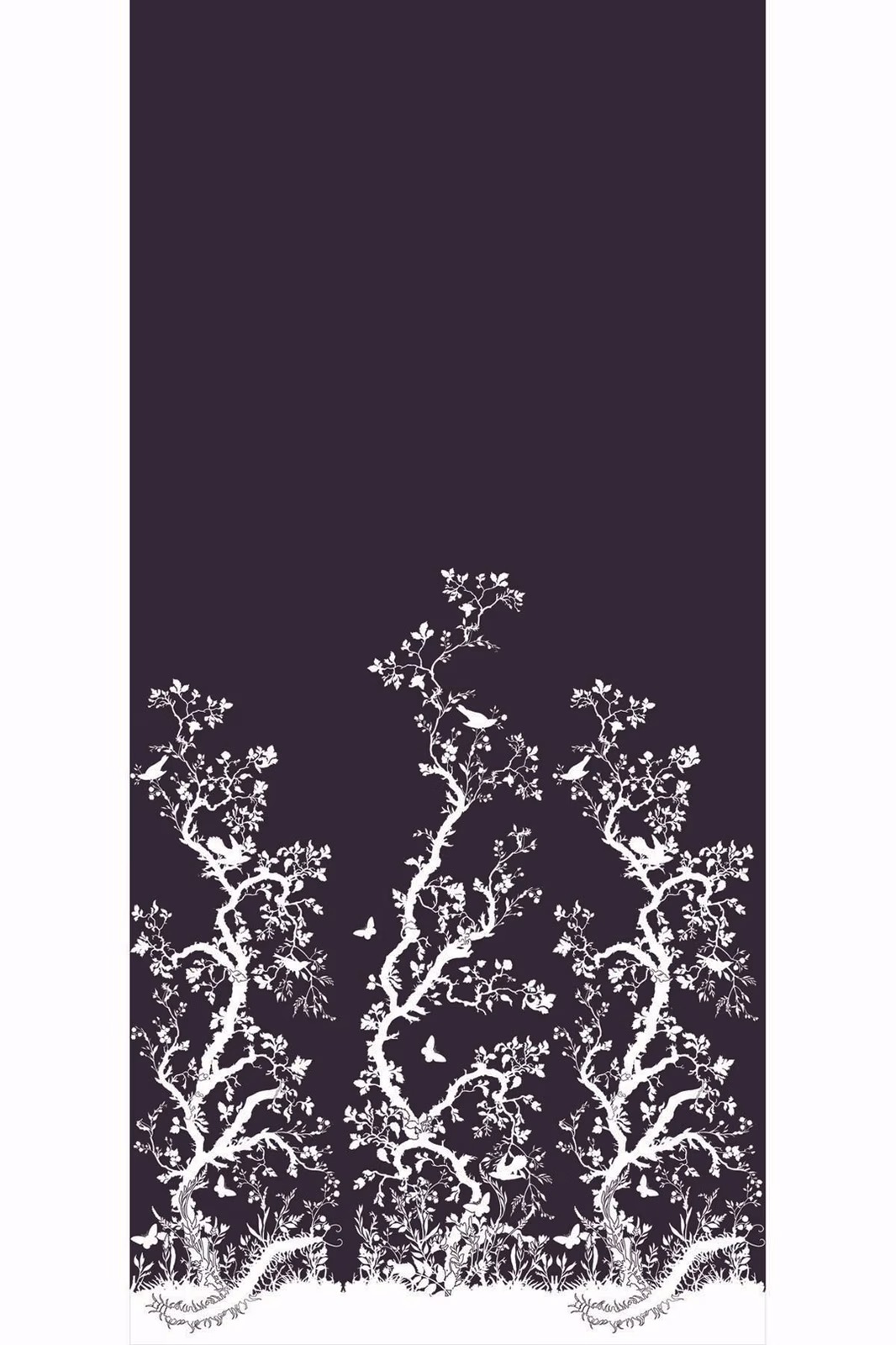 Birdbranch Wallpaper Panels White on Peregrine fabric